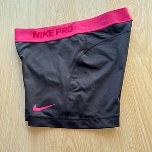 Nike Women's Black Bike Shorts with Hot Pink Waistband